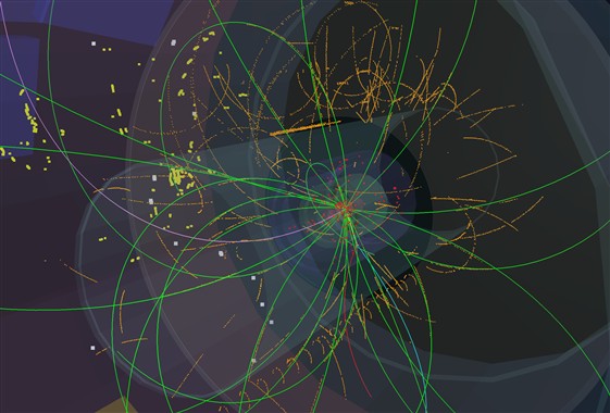 Proton-proton interaction at 7 TeV, recorded by the ALICE experiment