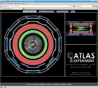 Atlas-Live website with live events from the ATLAS detector