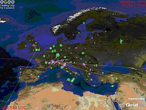 Illustration of the Worldwide Computing Grid: European sites